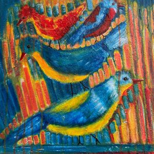 ffamiglia – arte contemporanea-amily_bird_peak_blue_red_decor_gaze_modern art_rain_nature_love_athenea sosa